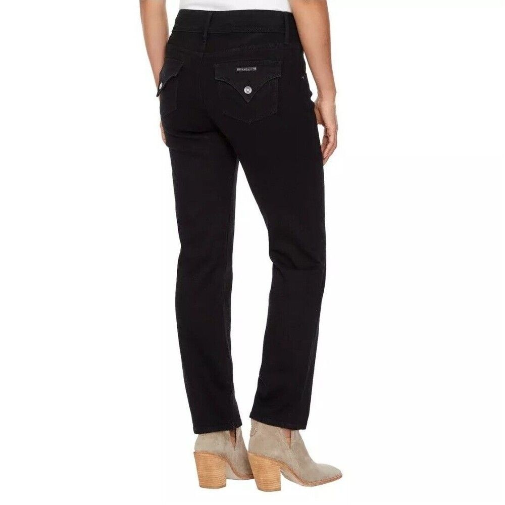 HUDSON Straight Stretch Denim Jeans 8/29 Flap Pocket Slim Fit Mid-Rise Black